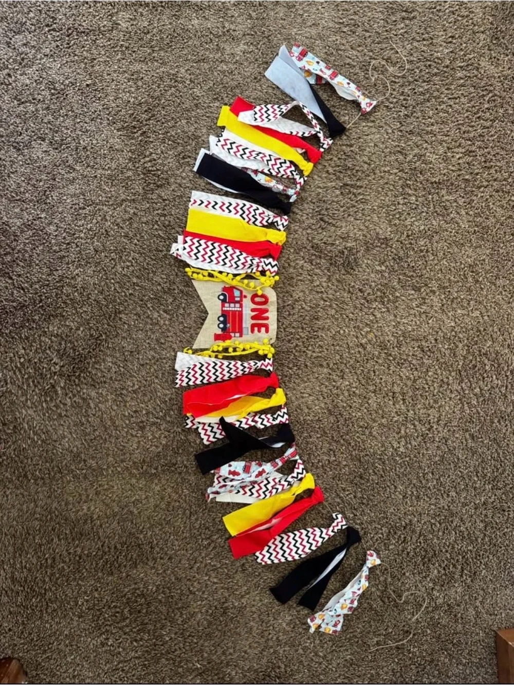 Birthday High Chair Banner - One Fire Truck Design in Red, Yellow, Black